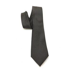 Michael Kors Mens Tie 3.5” W Necktie Black Gold 100% Silk Excellent Condition